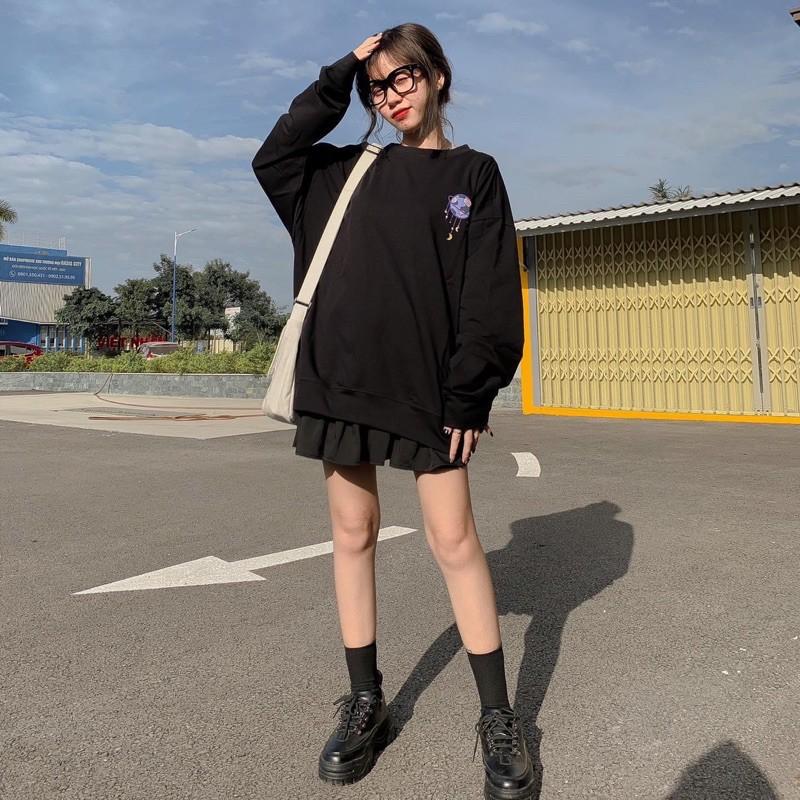 Áo Sweater Nỉ Bông in UNI MOON Unisex Nam Nữ Tay Dài Form Rộng Ulzzang