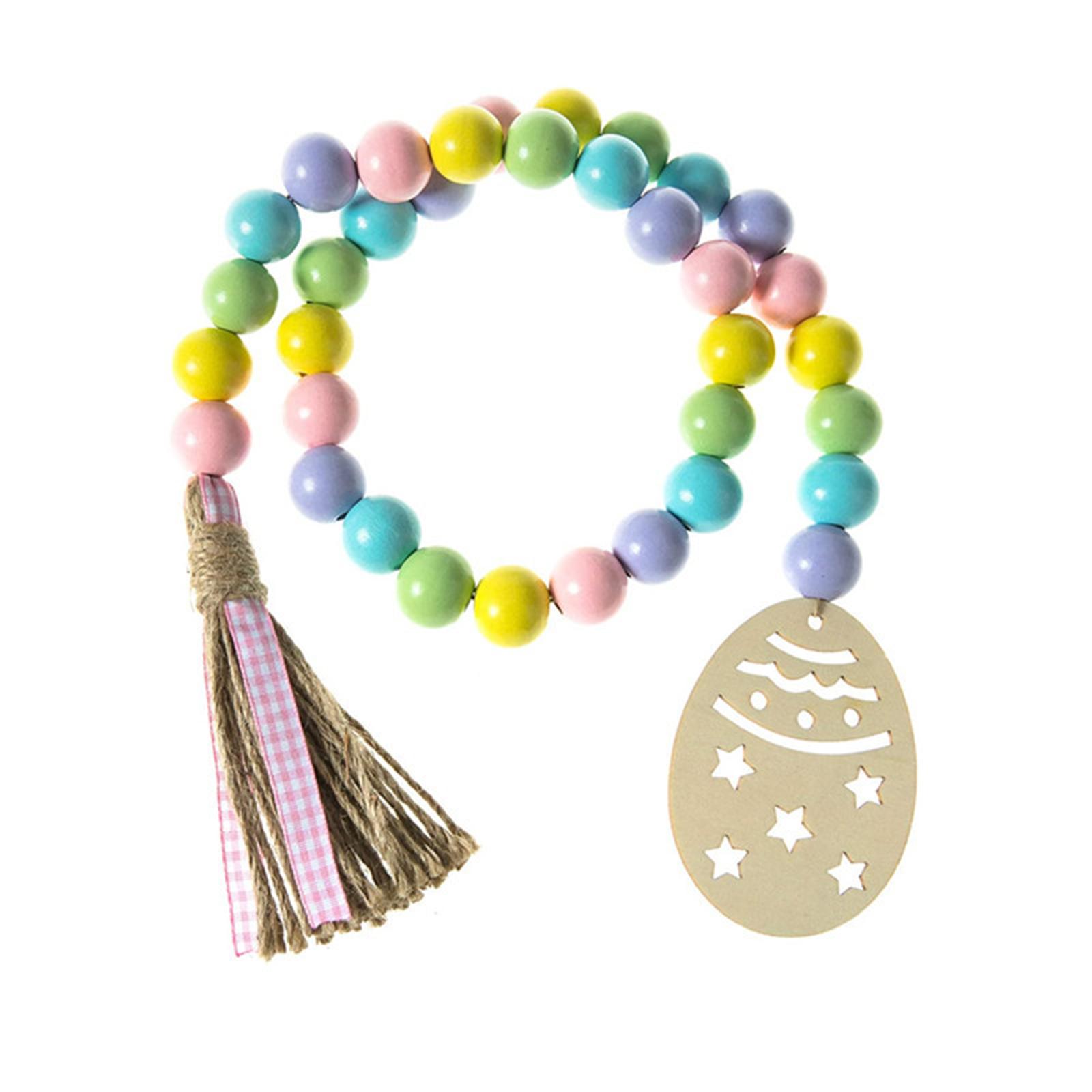 Vòng hoa hạt gỗ Phục sinh với tua Boho Chuỗi hạt gỗ 2,78-Feet