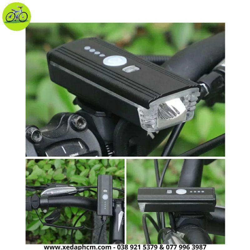 Đèn xe đạp LED siêu sáng sạc USB kết hợp còi đa năng chống nước
