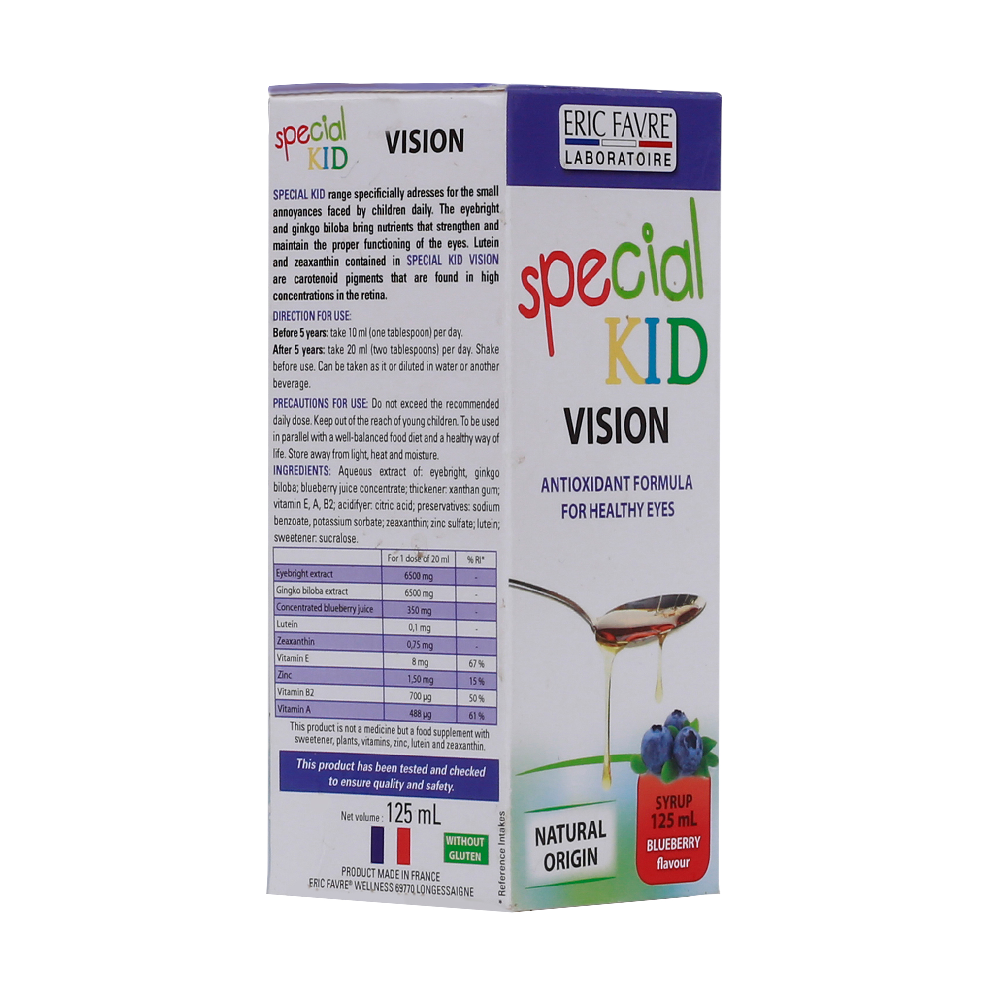 TPBVSK Special Kid Vision - Siro tăng cường thị lực, cơ chế bảo vệ mắt 3 lớp, hỗ trợ ngăn ngừa ánh sáng xanh (125ml) [Nhập khẩu Pháp]
