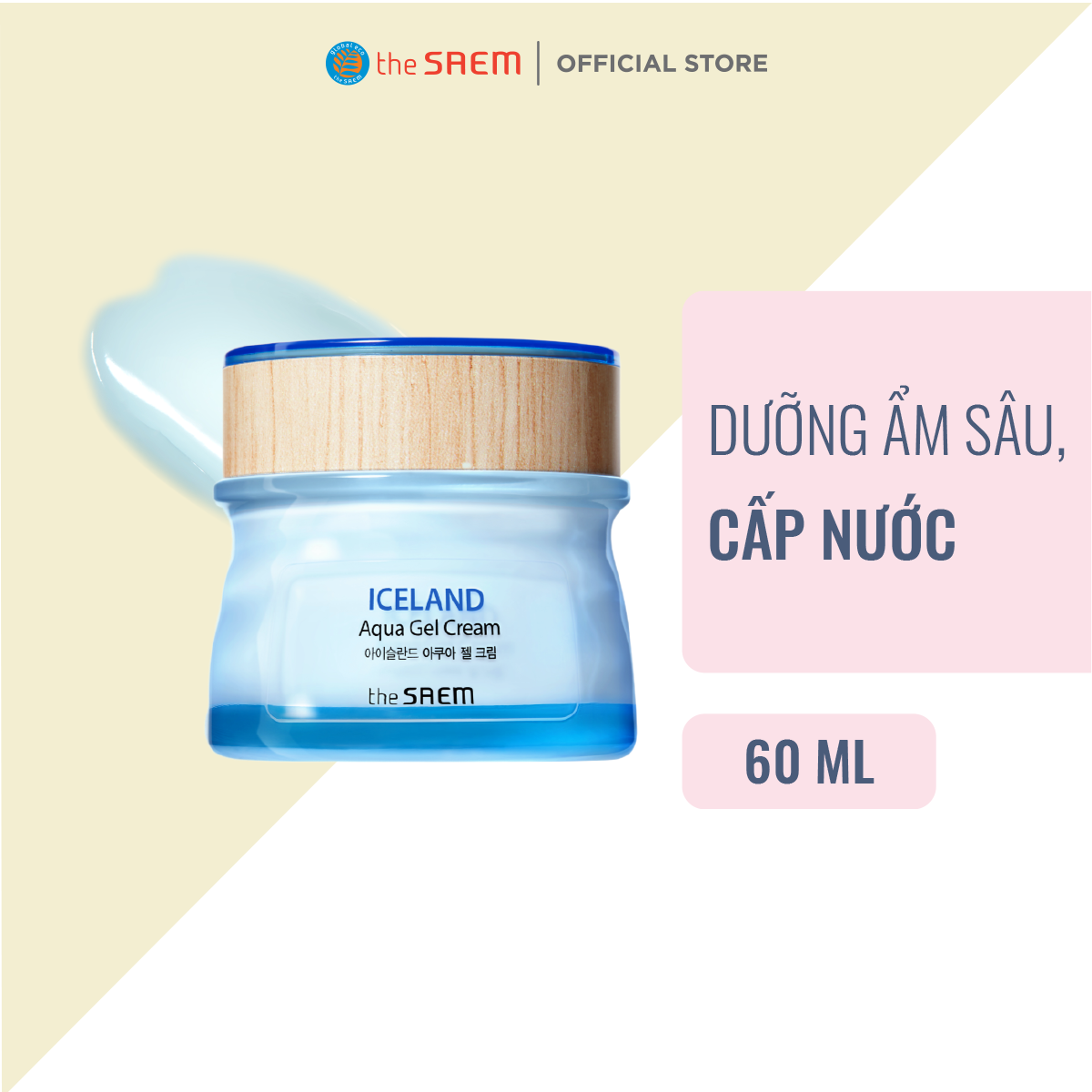 Kem Dưỡng Ẩm Sâu Cấp Nước the SAEM Iceland Aqua Gel Cream 60ml