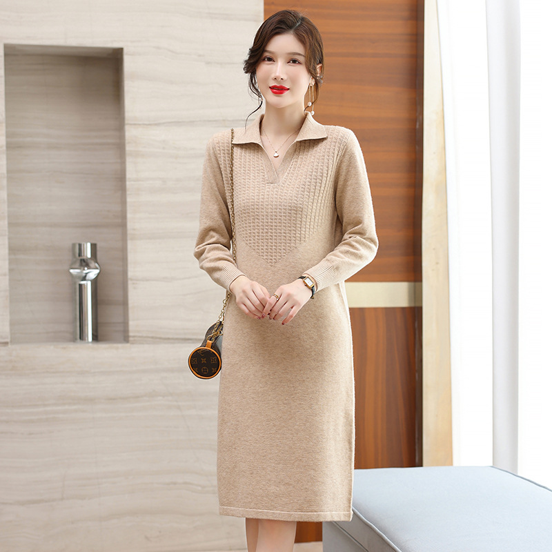 (HÀNG SẴN) Đầm Len Nữ Dài Cổ Polo Dáng Rộng Mùa Đông AL52 - Hàng Quảng Châu Cao Cấp