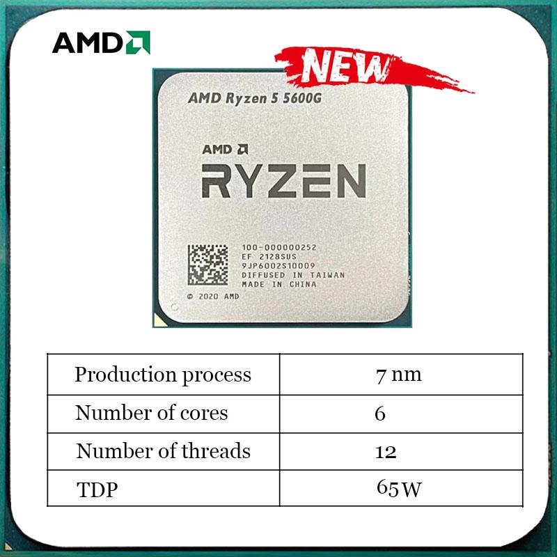 Mới AMD Ryzen 5 5600G R5 5600G 3.9GHz 6 Nhân Mười Hai Chủ Đề 65W Bộ Vi Xử Lý L3 = 16M 100-000000252 Ổ Cắm AM4 KHÔNG QUẠT