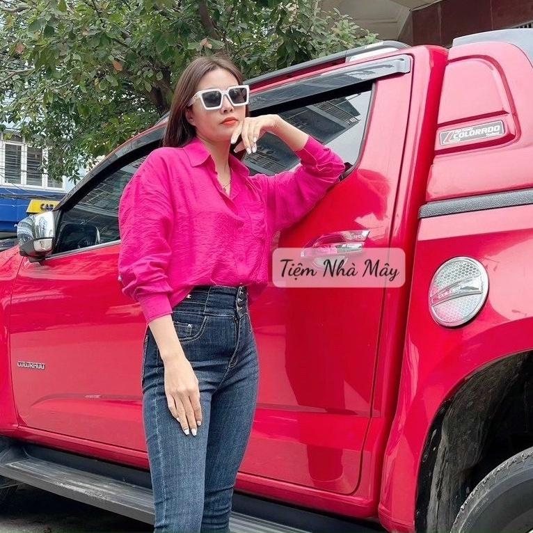 Áo sơ mi hồng sen loại 1, sơmi chất đũi tằm màu hồng 2 khuy tay ZRZ
