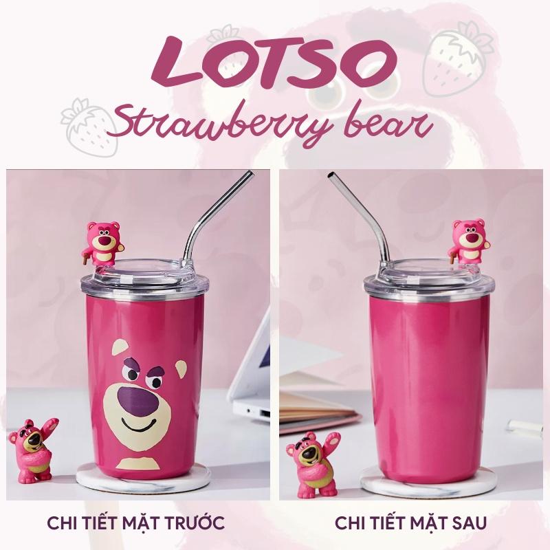 Ly Giữ Nhiệt Gấu Dâu Lotso Xinh Xắn, Bình Nước Giữ Nhiệt Hình Gấu Và Dâu Tây Hoạt Hình Dễ Thương