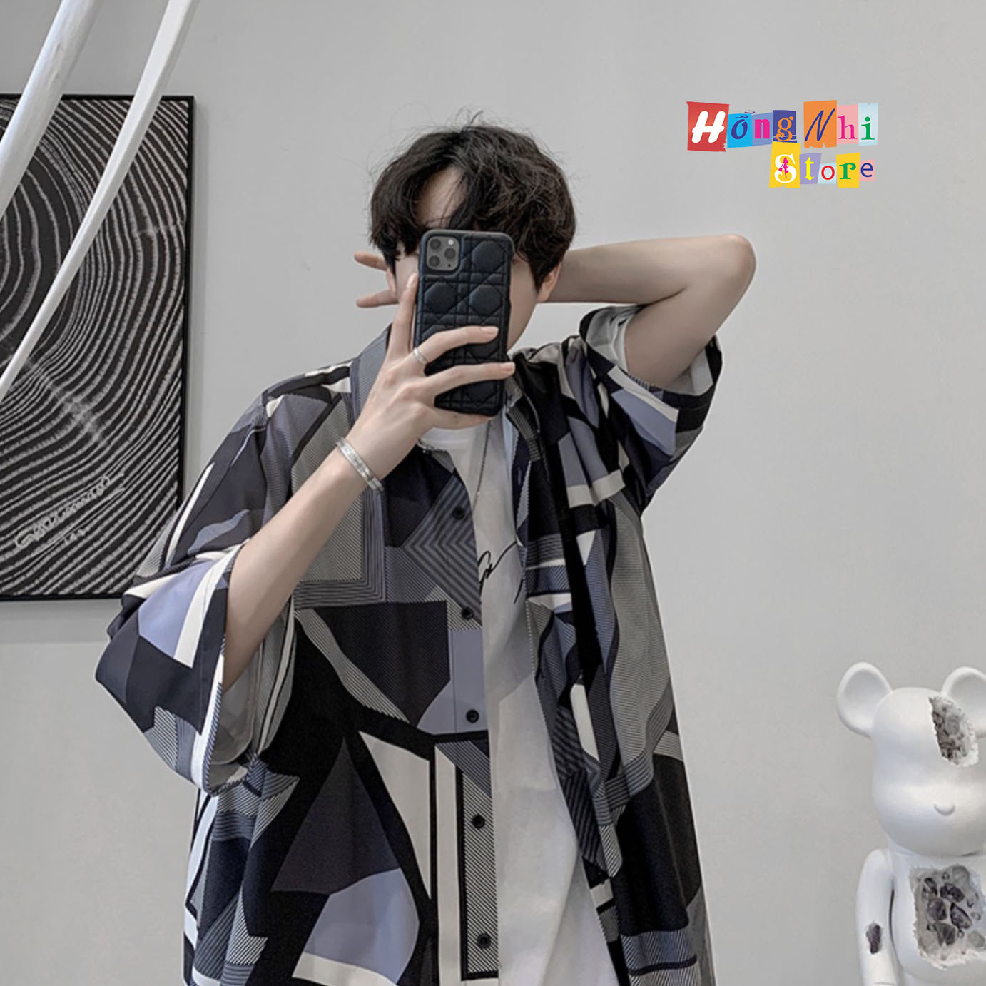 Áo Sơ Mi Hoạ Tiết Đi Biển Hoạt Hình Tay Lỡ Dáng Rộng Ulzzang Unisex - MM