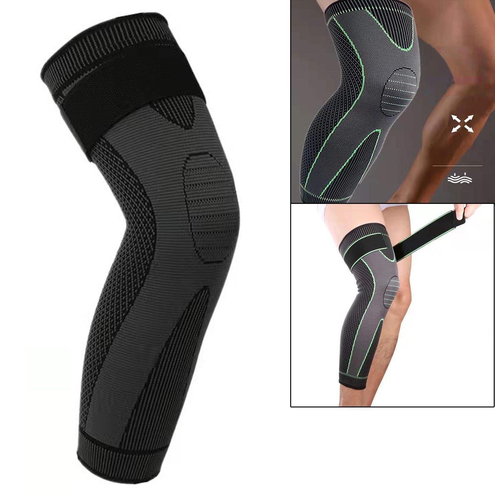 Elastic Knee Brace Pressure Long Compression Sleeve Breathable Knee Protector for Running Basketball Cycling Sports Injury Recovery