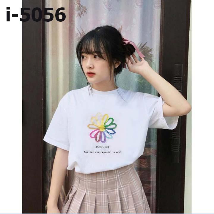 Áo Thun Unisex Nữ In Bông Hoa 7 Màu