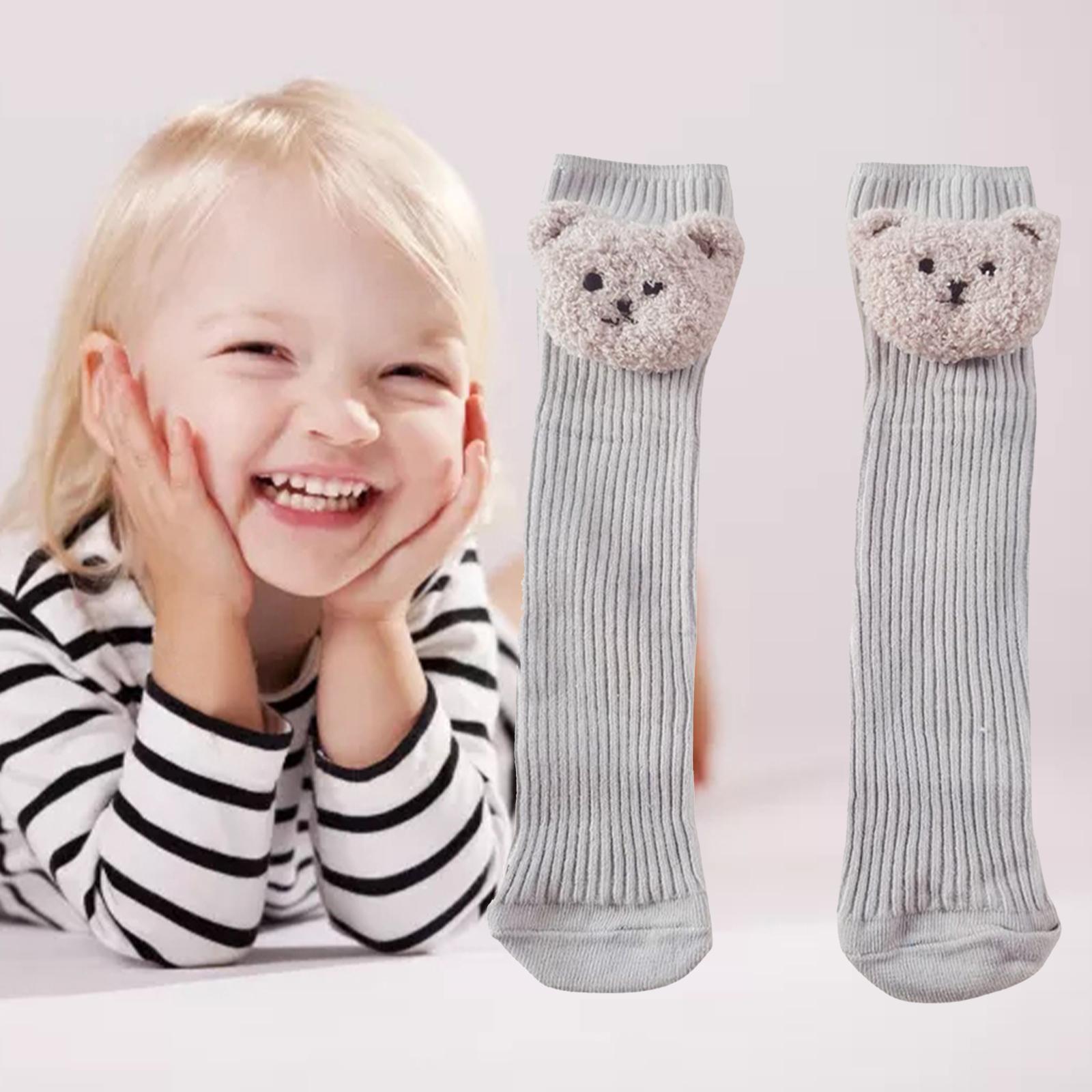 2 Pairs Thickened Baby Socks 3D Bear Cartoon Cotton for Boys Girls Infant