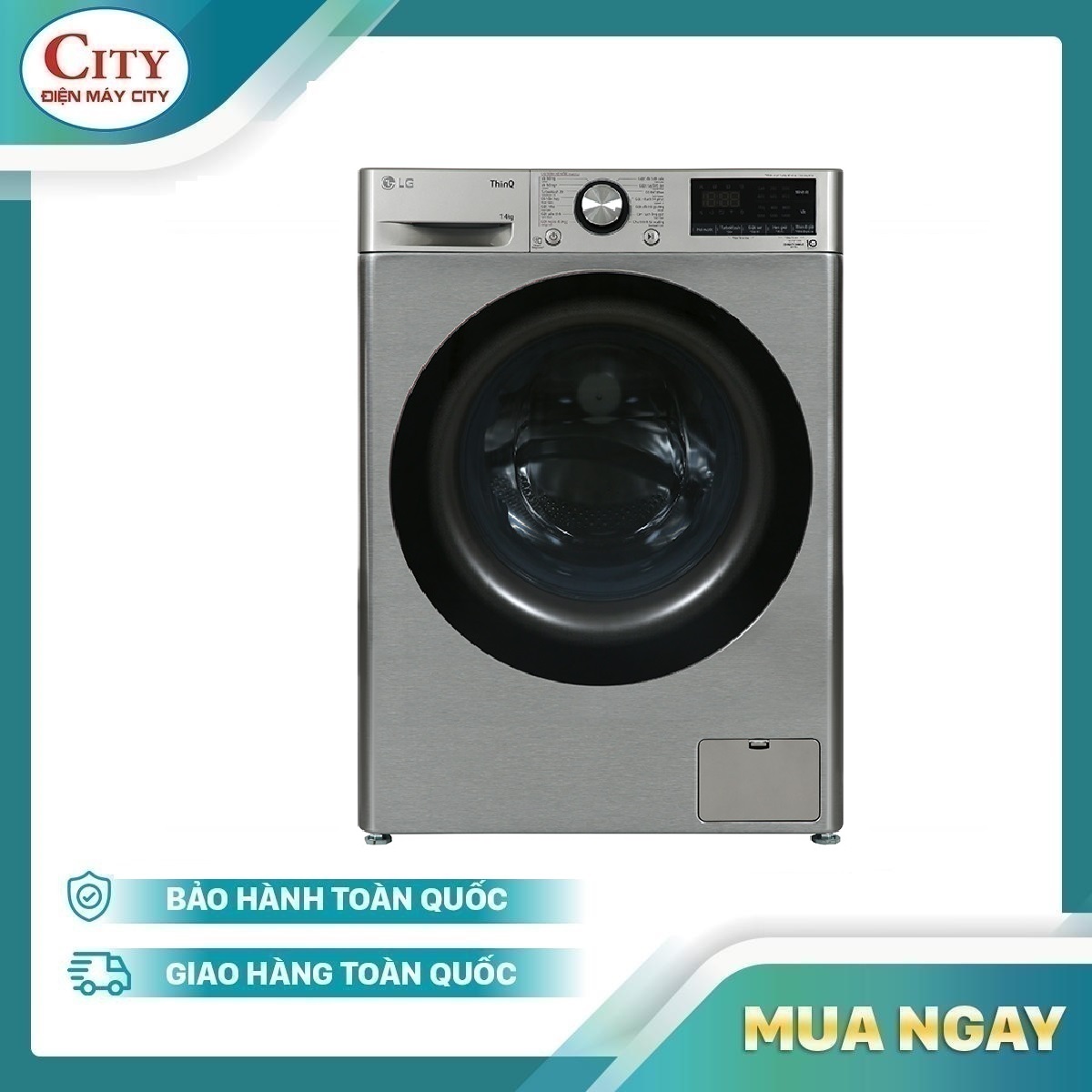 Máy giặt LG AI DD Inverter 14 kg FV1414S3P -Hàng chính hãng- Giao tại Hà Nội