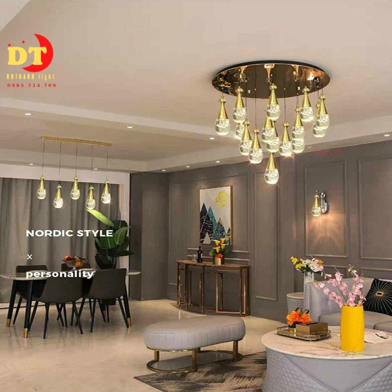 Đèn thả cầu thang thông tầng cao cấp phong cách hiện đại HTLQ 6