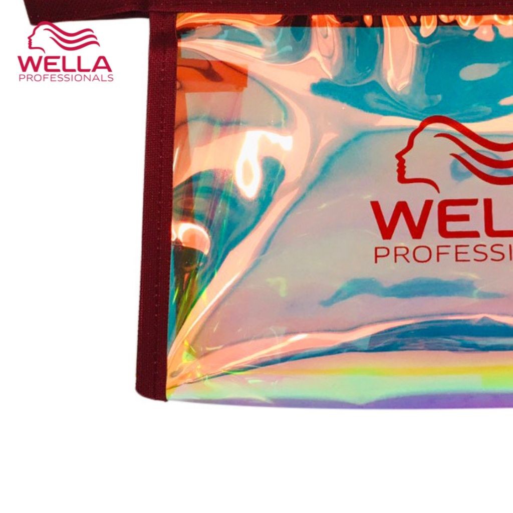 Túi mỹ phẩm WELLA màu bóng trong trẻ trung, tiện lợi, không thấm nước