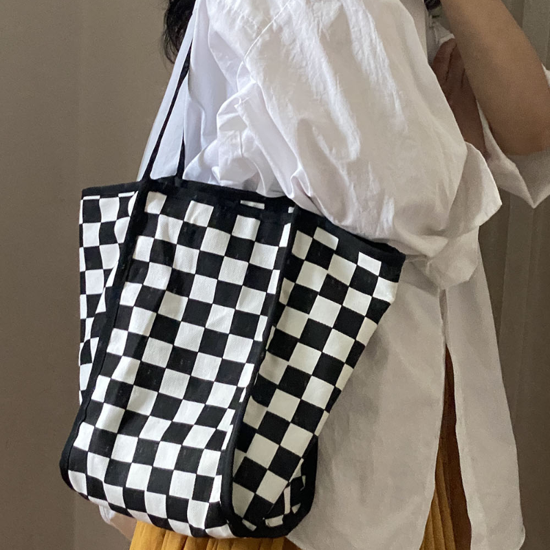 Thời Trang Hoa Văn Ngựa Vằn Nữ Tote Túi Shopping Công Suất Lớn Checkerboard Nữ Du Lịch Túi Xách Retro Nữ Đeo Vai