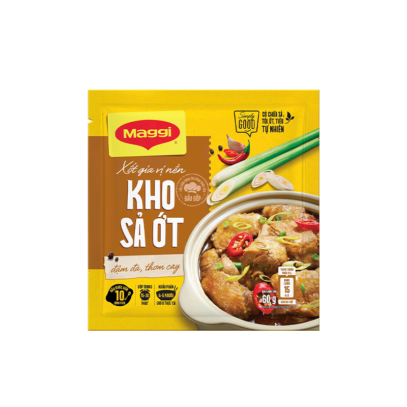 Hộp 10 gói Xốt gia vị nền Maggi Kho sả ớt