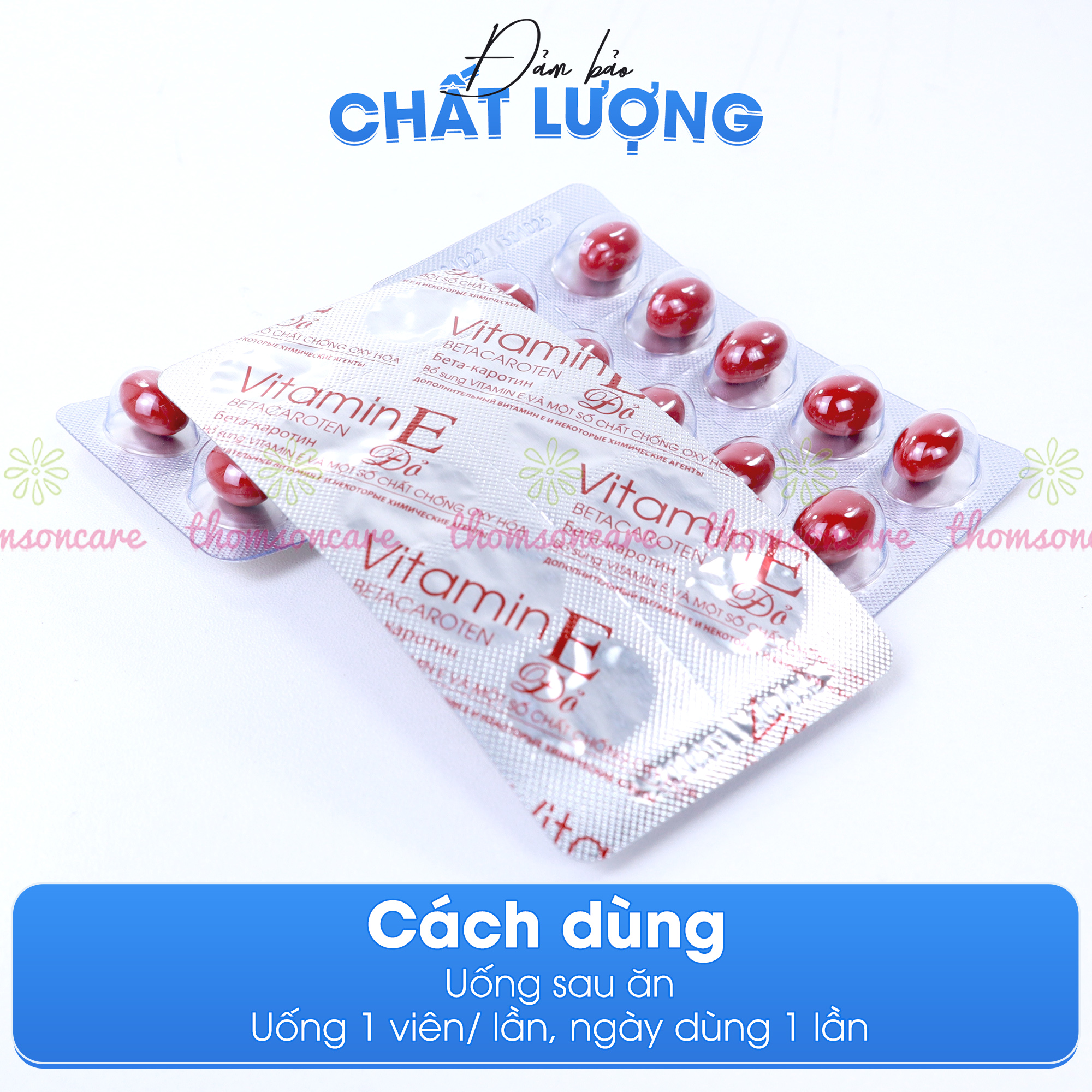 Vitamin E đỏ Sanofia - Giúp đẹp da, giảm lão hóa, chống oxy hóa, giảm nhăn da, nám da, tàn nhang, trắng da từ dầu hạt hướng dương - Hộp 30 viên Thomsoncare