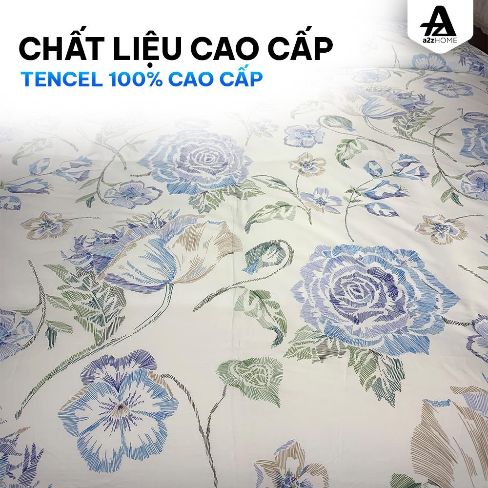 Bộ Ga Trải Giường 4 Món Blue Roses Mềm Mại 100% Tencel Cao Cấp - BS00071 - BS00072 - A2Z Home
