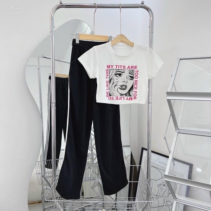 SET ÁO CROPTOP KÈM QUẦN ỐNG RỘNG