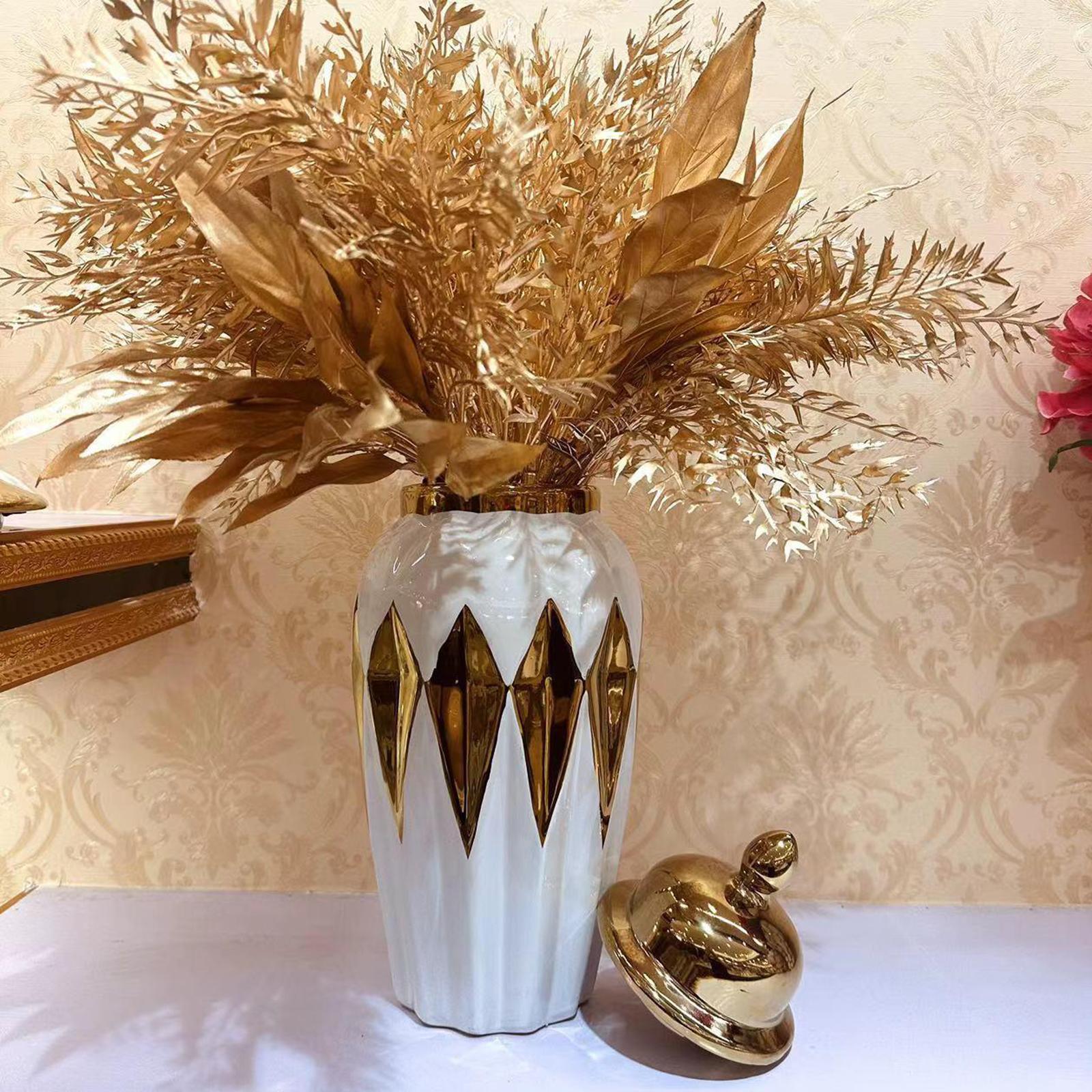 Jar Vase Ginger Jar with Lid Collectible Floral Arrangement Porcelain Desk Flower Vase Storage Jars for Valentine Kitchen Hallway Entry Cafe