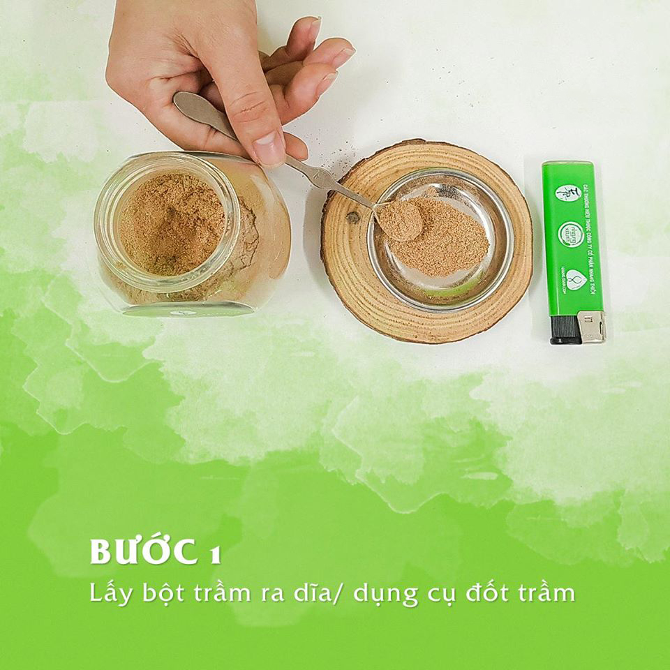 Bột Xông Trầm Hương Cao Cấp - Từ trầm hương nguyên chất - 50g - Kháng khuẩn - Làm sạch không khí - Phương pháp hội đồng Y dược Việt Nam Khuyên Dùng - Nhang Xanh