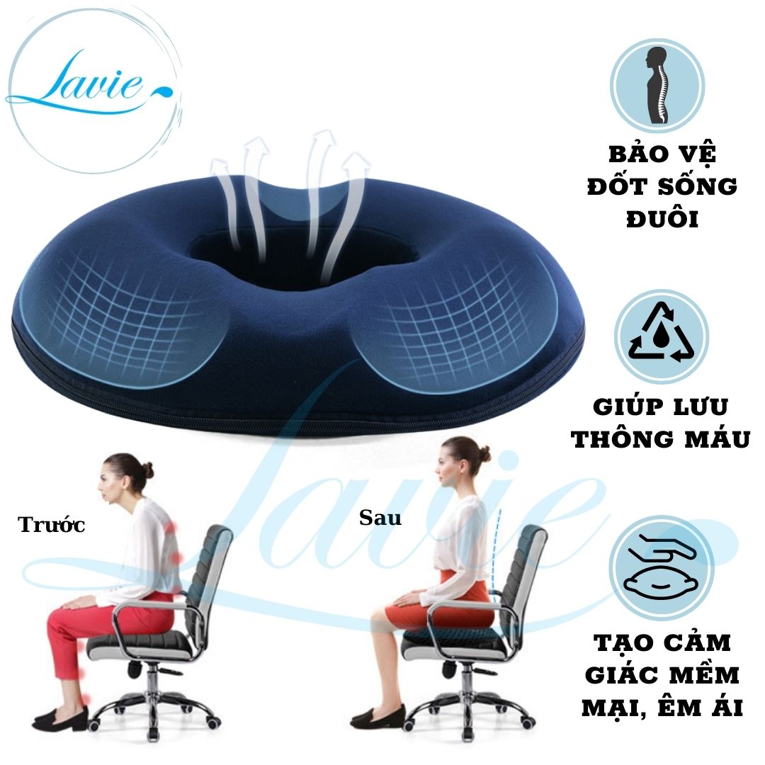 Gối lót ghế ngồI hình chữ O bằng cao su non dành cho người bệnh trĩ, đau xương cụt