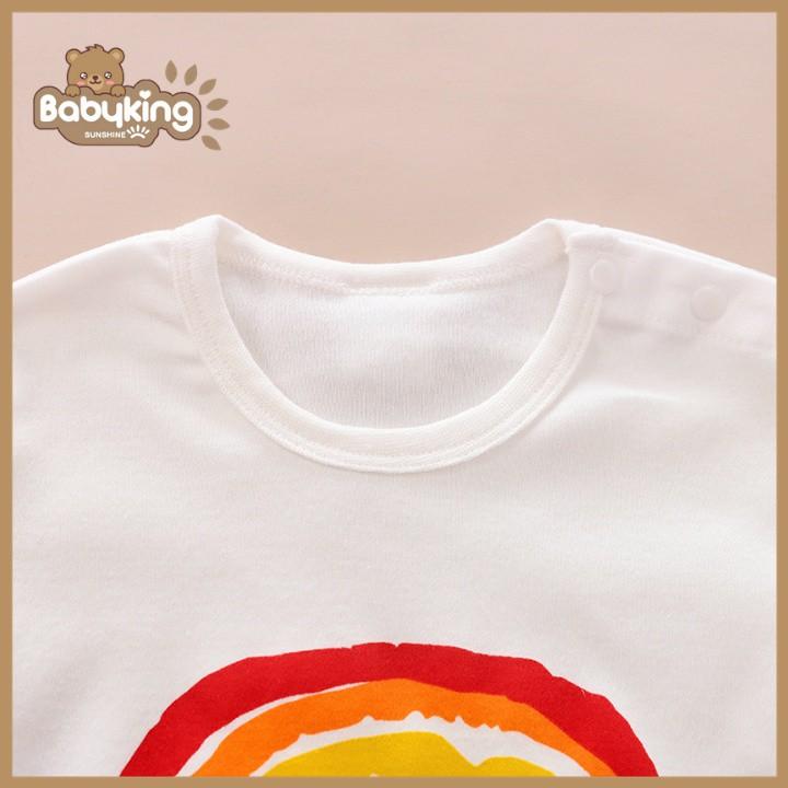 Bodysuit,áo liền quần dễ thương dài tay cho bé họa tiết cầu vòng xinh xắn ,cotton 100%,thương hiệu Aiueo Nhật Bản.