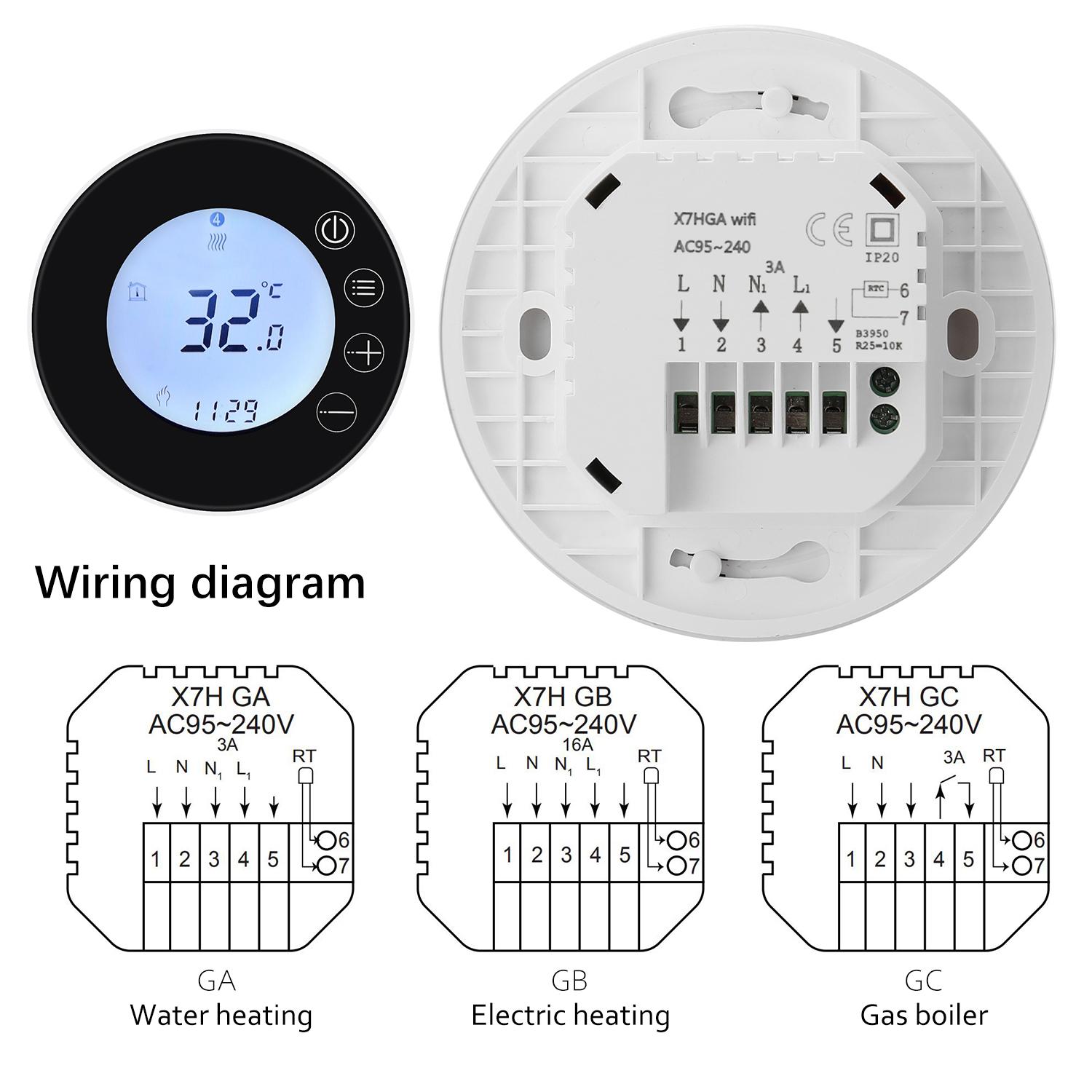 Tuya WiFi LCD Display Intelligent Thermostat Programmable Temperature Controller APP Control Compatible with Alexa Google Home Voice Control