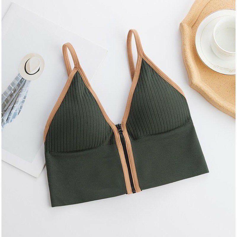 Áo Bra 2 Dây Chéo Lưng Kéo Khóa Trước
