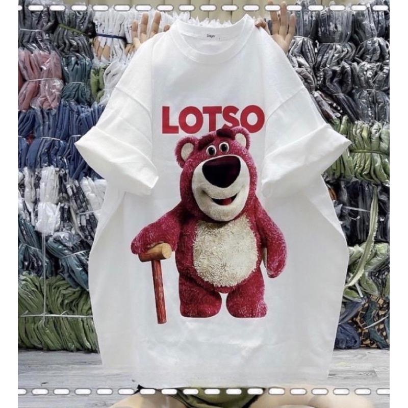 Áo Phông From Rộng In Hình Gấu LOTSO Hồng Unisex