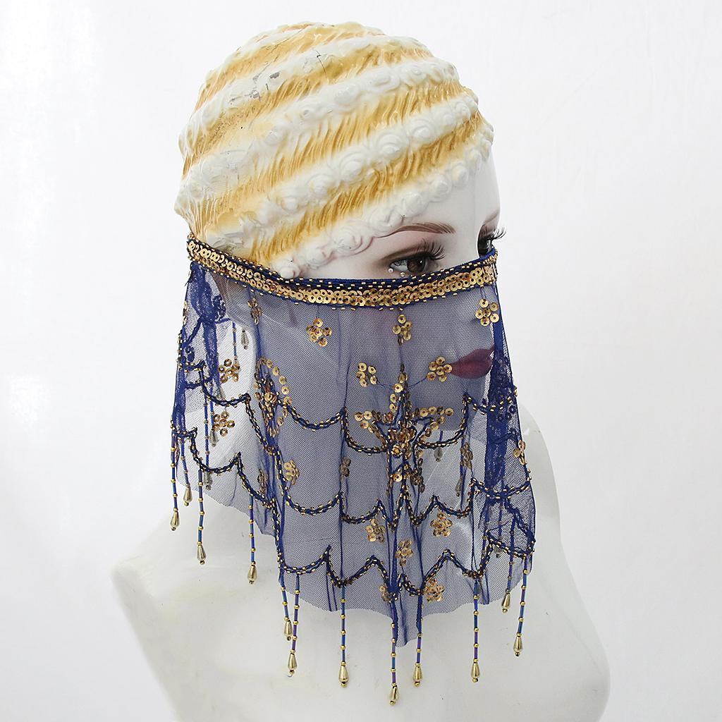 2 Lady Belly Dance Beaded Sequins Face Halloween Costume Accessory