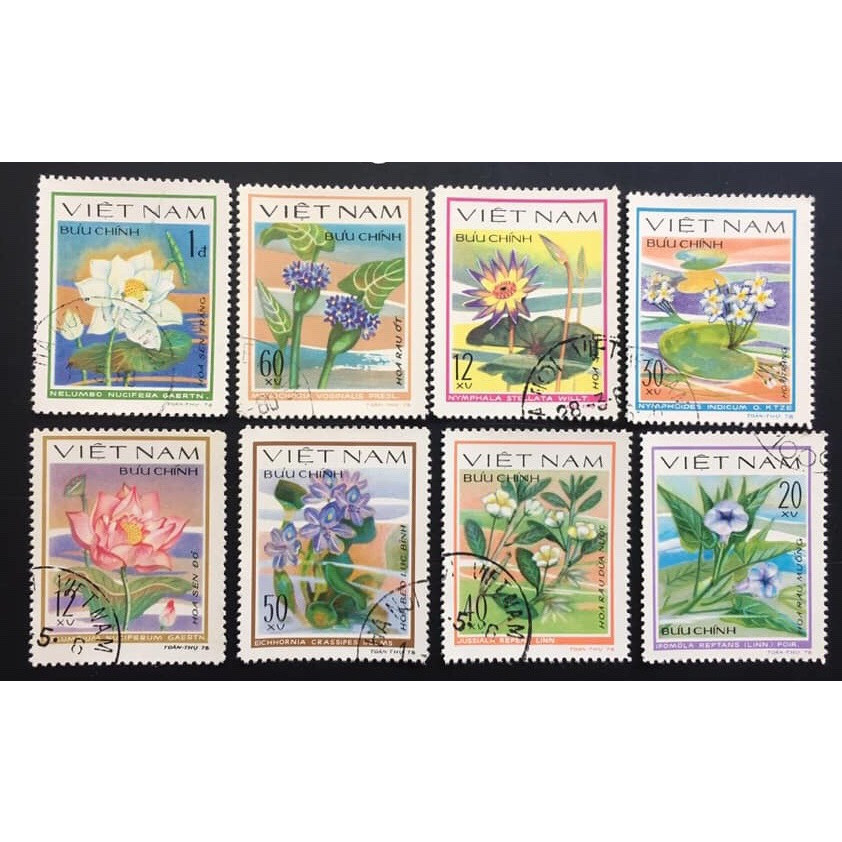 Bộ Tem Sưu Tầm Việt Nam Chủ Đề Các Loài Hoa Ưa Nước - 8 Con Stamps