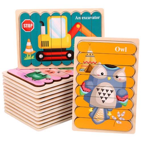 Đồ Chơi Ghép Hình Que Kem Gỗ In 2 Mặt - Phát Triển Tư Duy Cho Trẻ 1-3 tuổi - Đồ Chơi Giáo Dục Montessori