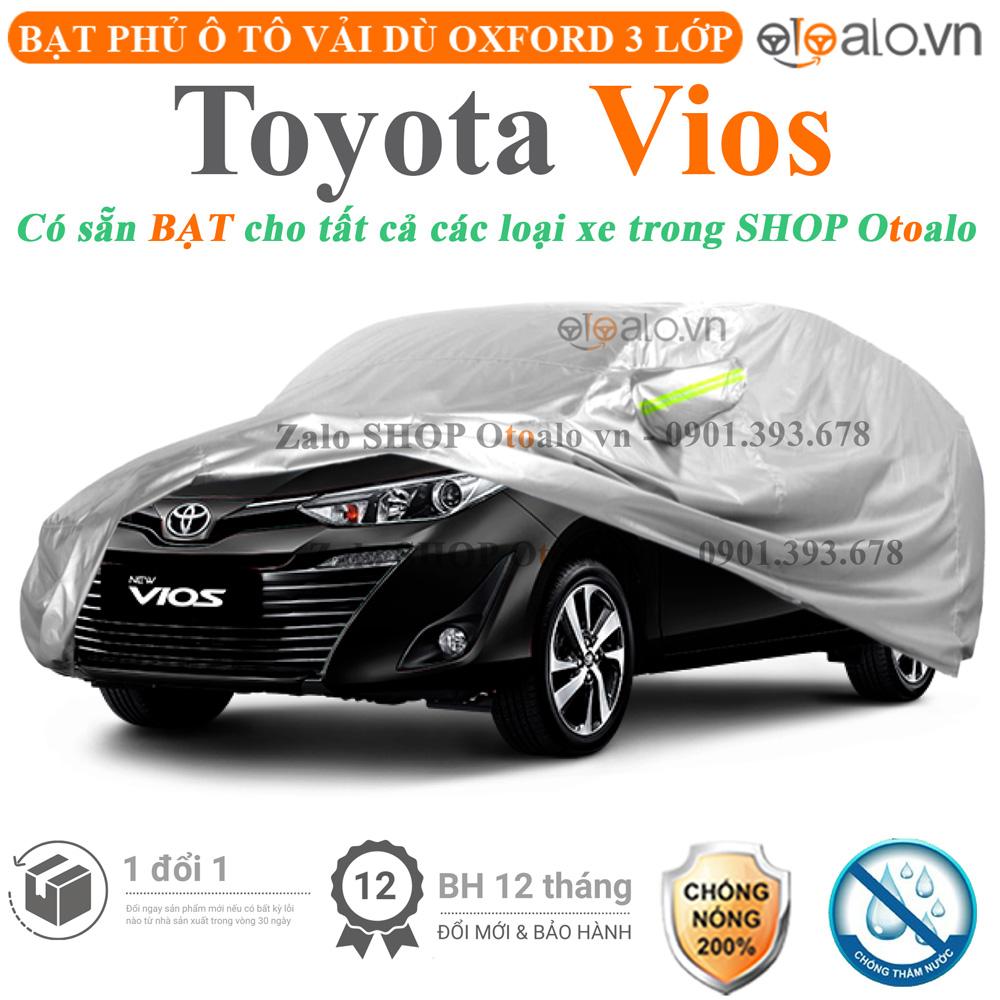 Bạt che phủ xe ô tô Toyota Vios vải dù 3 lớp CAO CẤP BPXOT - OTOALO