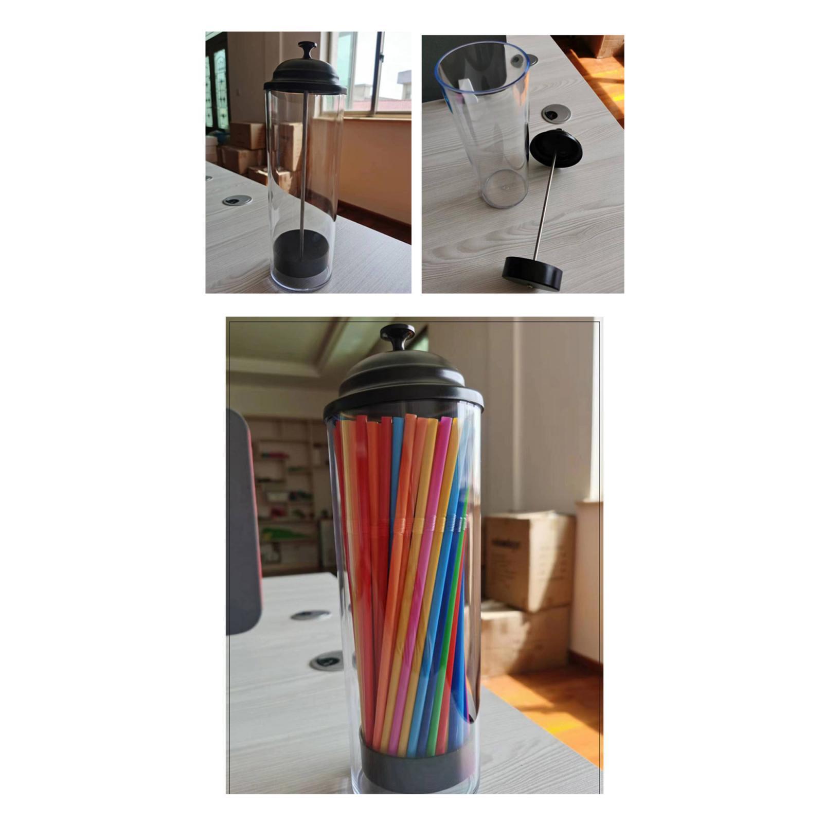 Drinking Straw Container, Straw Dispenser Holder, Transparent Drinking Straw Dispenser Drinking Straw Holder for Bar, Dining Room, Kitchen