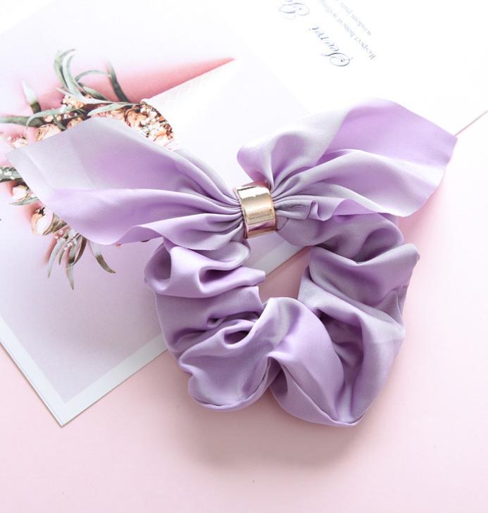 Dây buộc tóc Scrunchies lụa bóng dễ thương có nhẫn HD82