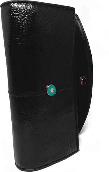 Túi đeo da đà điểu Huy Hoàng da chân màu đen HT6414