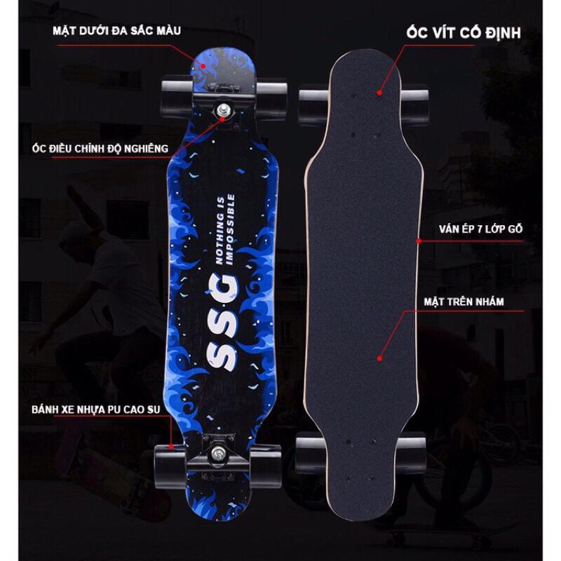 Ván Trượt Dài Thể Thao Mặt Nhám Cỡ Lớn 80cm LongBoard Hiện Đại