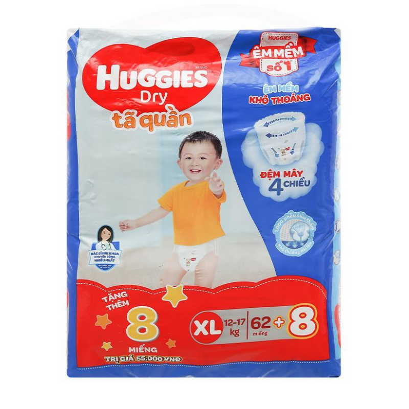 Tã quần Huggies Dry size XXL 56 miếng (cho bé trên 15kg)