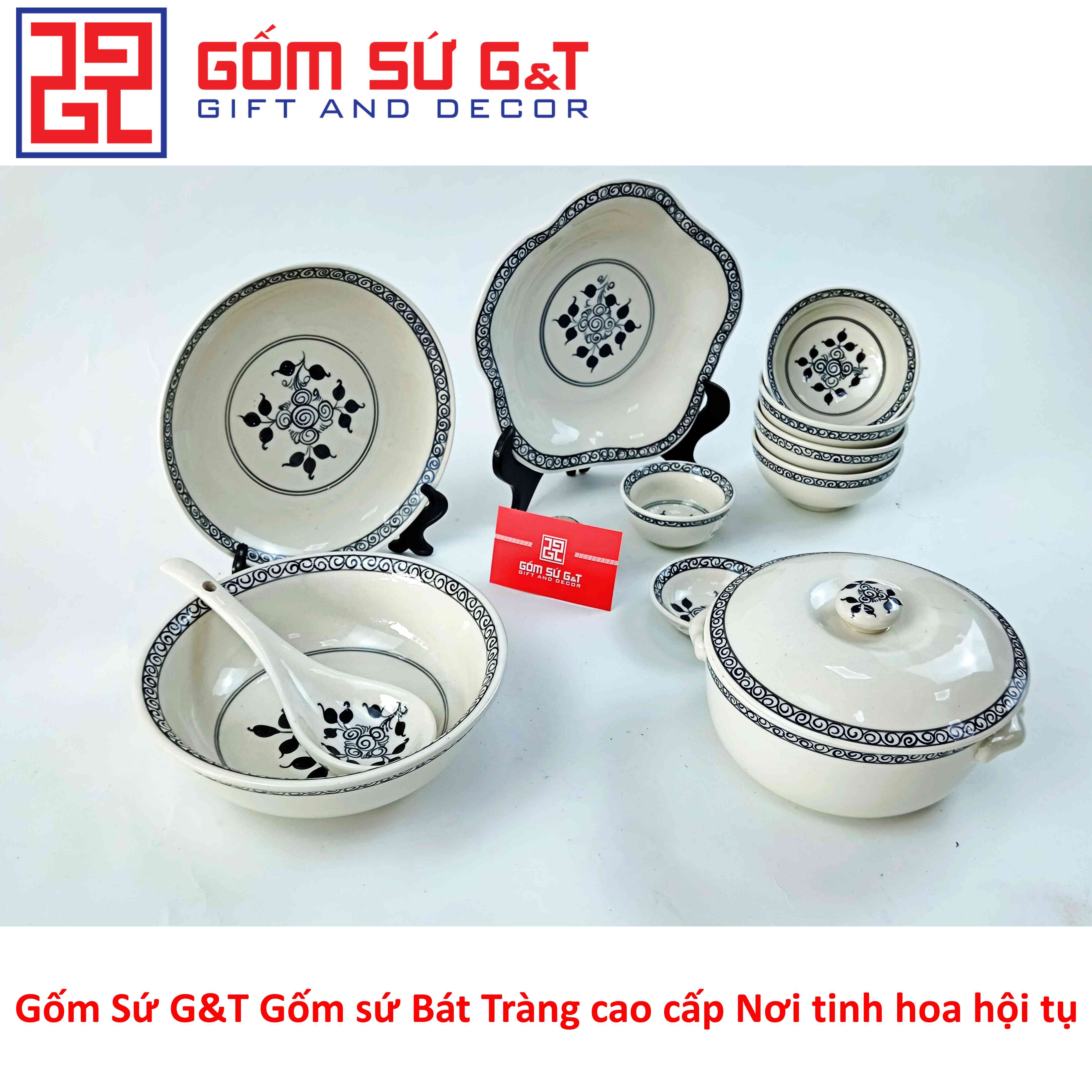 Bộ đồ ăn 4 người vẽ hoa móc Gốm Sứ G&amp;T