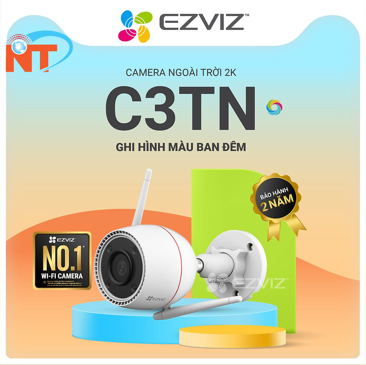 Camera IP Wifi Ngoài Trời Chống Nước Ezviz C3TN 3M, C3W PRO 4M, C3W 2Mp Full HD1080P - Hàng Chính Hãng - EZVIZ C3TN 3M 2K - Camera  Thẻ Nhớ 64G