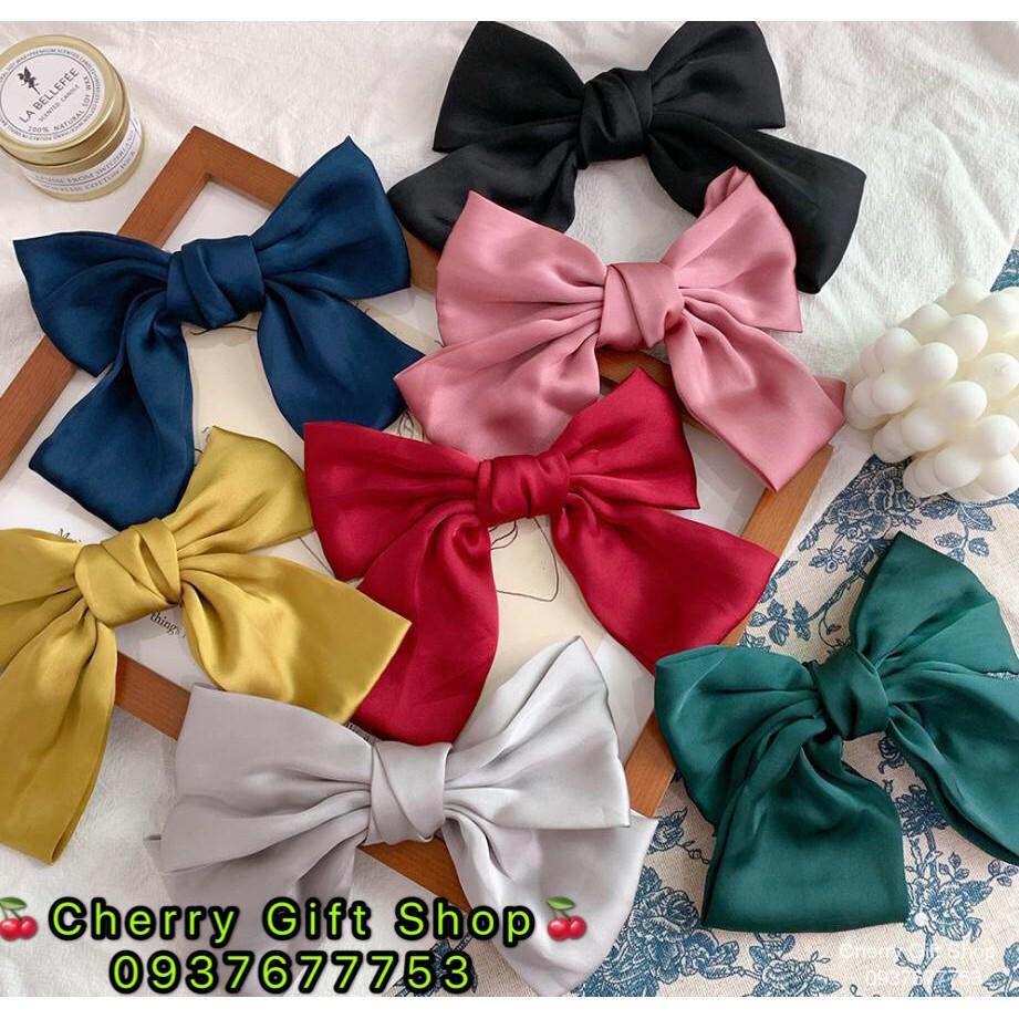 Kẹp Tóc Gắn Nơ Thắt Ruy Băng Vải Chiffon và Satin Mềm Mại Cỡ Lớn Kiểu Dáng Cổ Điển Cho Nữ