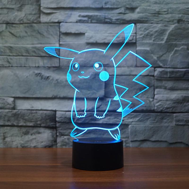 Đèn Ngủ Để Bàn Hình Pikachu 3d Thay Đổi 7 Màu