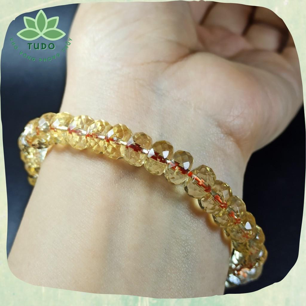 Vòng tay nữ thạch.anh.vàng bánh xe cắt giác size 7-11li cho mệnh Kim Thổ