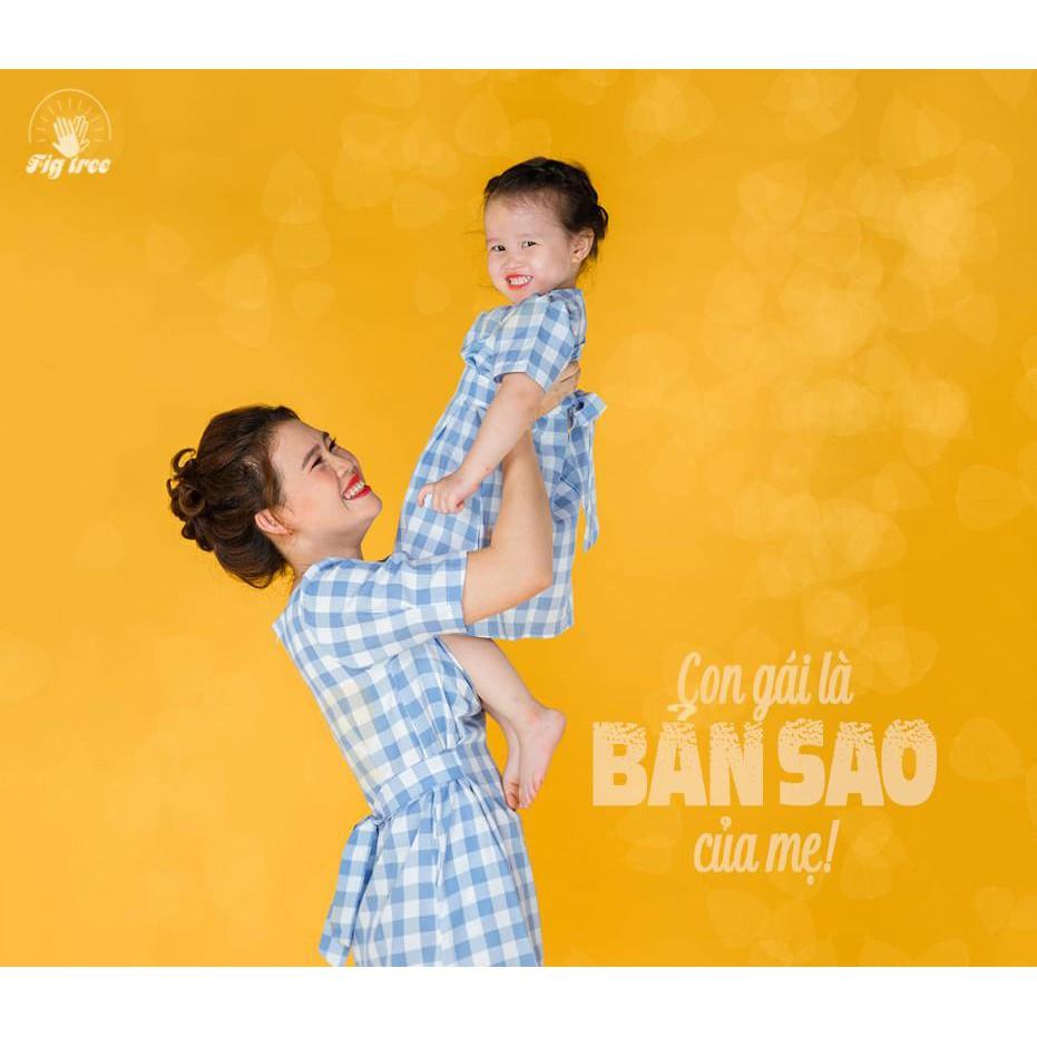 Set mẹ và bé gái caro xanh mã 133A