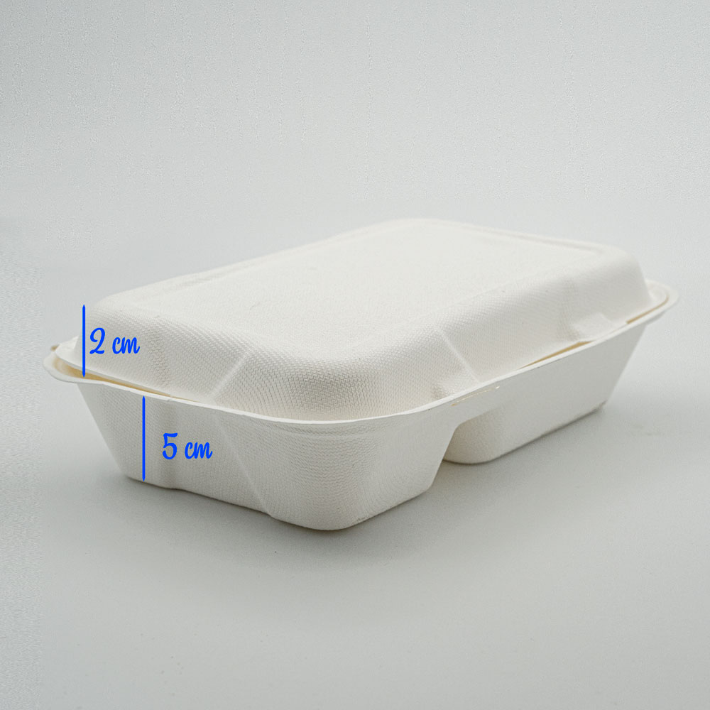 10 hộp bã mía 2 ngăn 900ml (25 x16,6cm)