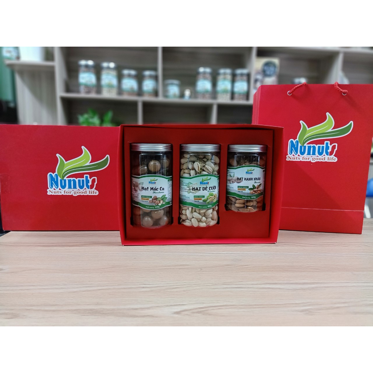 HỘP QUÀ TẾT NUNUTS 3 SẢN PHẨM MỖI HŨ 500G