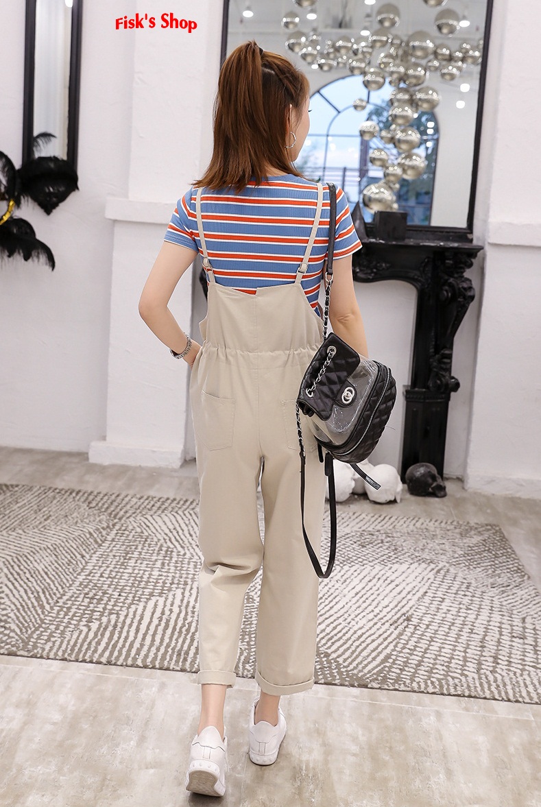 Set áo kẻ yếm cạp chun