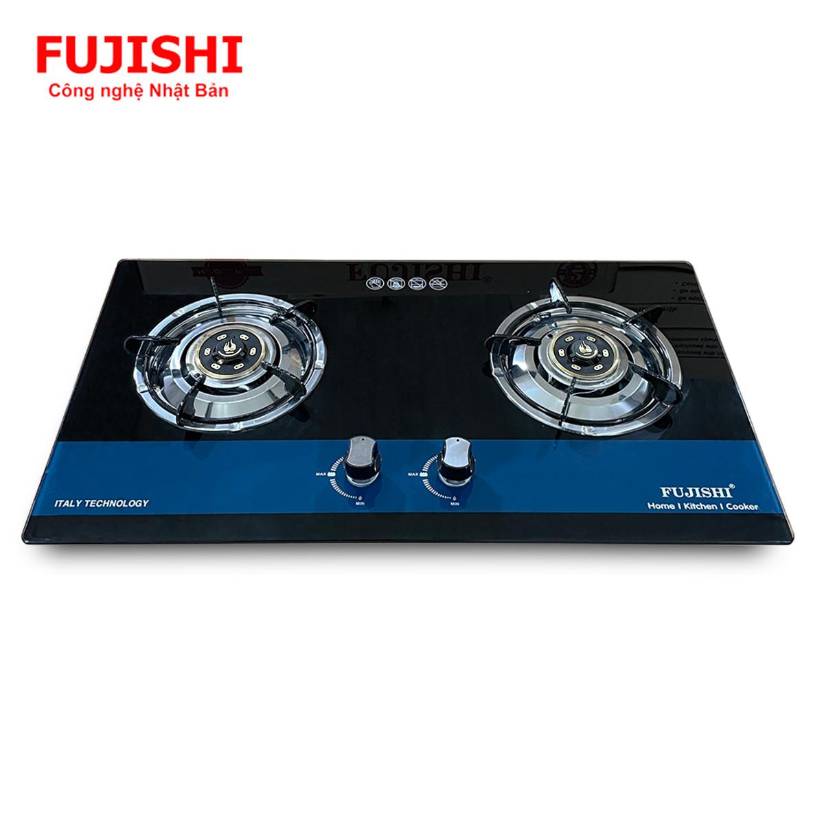 Bếp gas âm Fujishi FJ-804X - KÍNH XANH - Đánh lửa Magneto tự động, Chén đồng lửa xanh tiết kiệm gas - Hàng chính hãng
