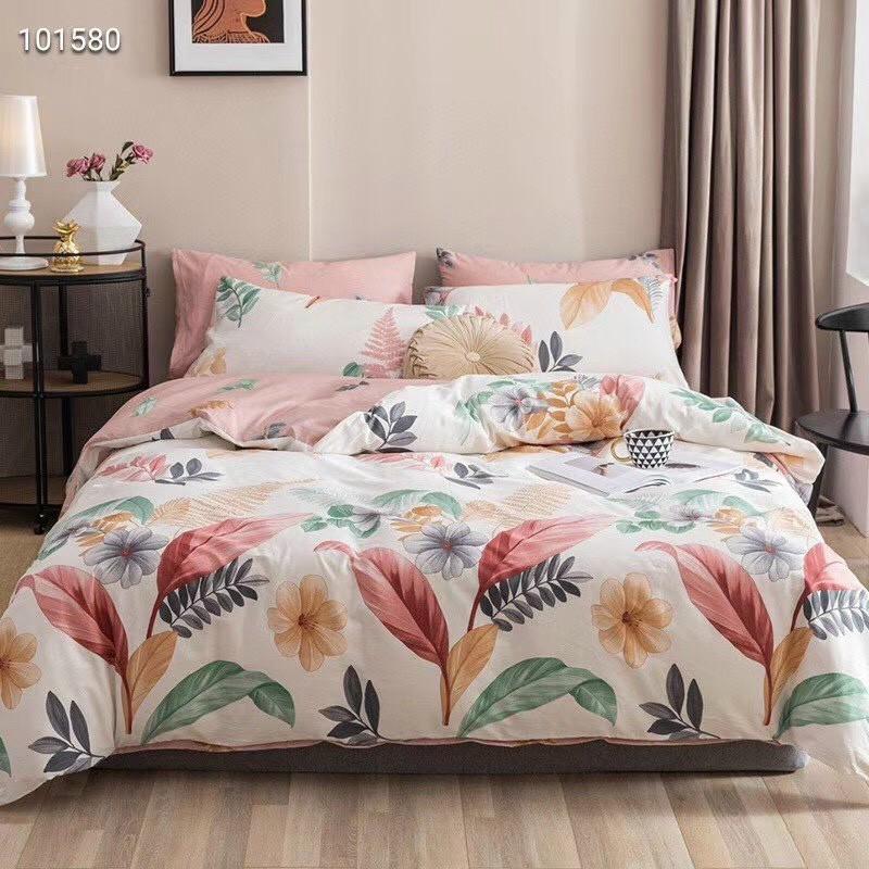 Bộ chăn ga gối Cotton Living M2T bedding chăn ga Hàn Quốc Hoa bằng lăng đủ size miễn phí bo chun