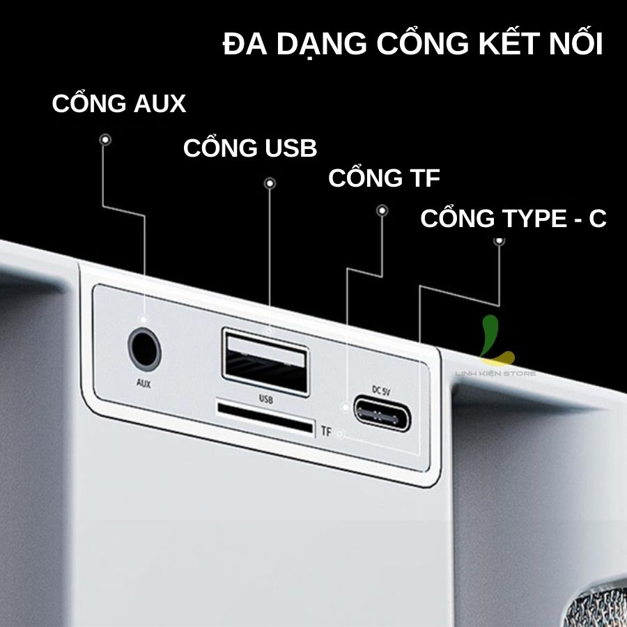 Loa Bluetooth Karaoke YS207 (YS-207) - Loa xách tay chất liệu nhựa cao cấp hiệu ứng đổi giọng, điều chỉnh echo, reverb, effect kèm 2 micro không dây