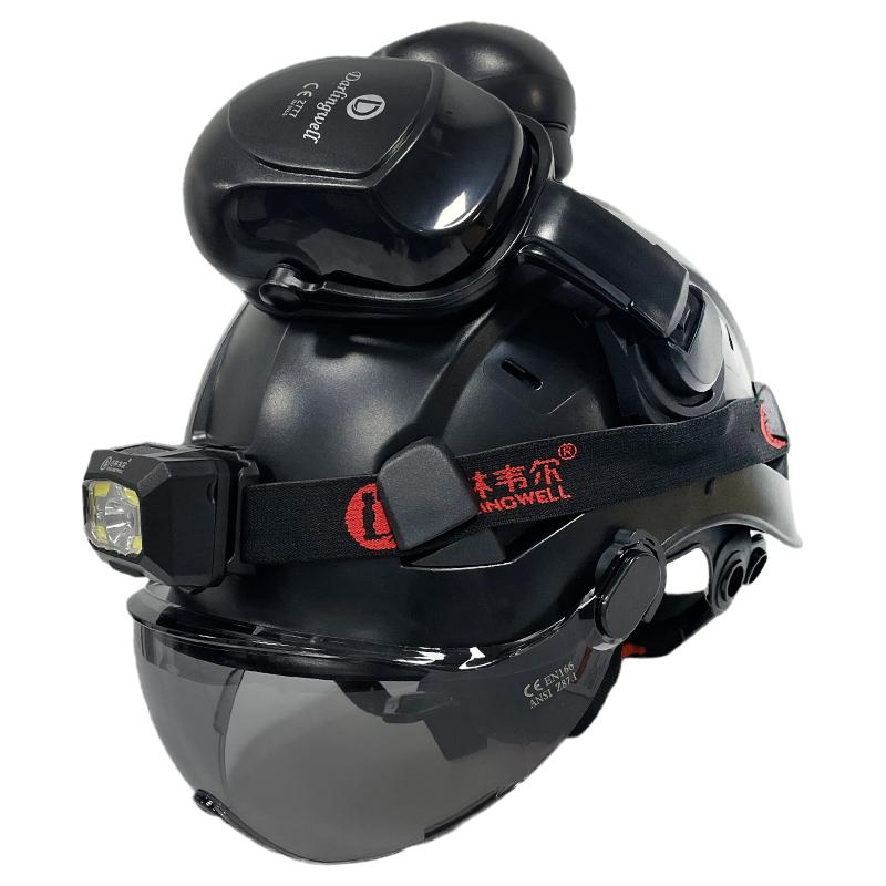 Mũ bảo hiểm an toàn xây dựng với tấm kính che mặt đèn LED CE EN397 ABS HARDHAT ALOFT làm việc ANSI Công việc công nghiệp tại Night Protection